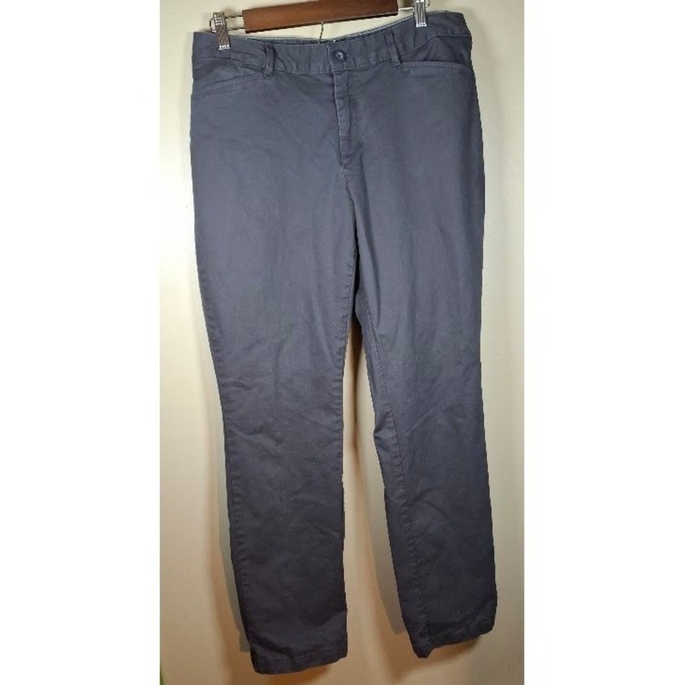 Eddie Bauer Gray Chino Pants Womens 12 Cotton Modal Stretch Straight Leg Chinos